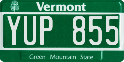 VT license plate YUP855