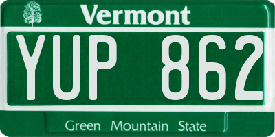 VT license plate YUP862