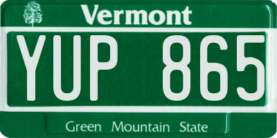 VT license plate YUP865