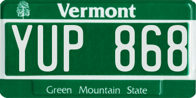 VT license plate YUP868