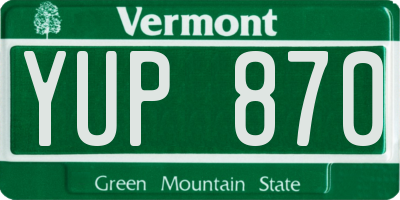 VT license plate YUP870