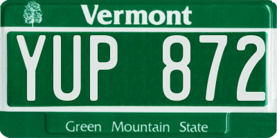 VT license plate YUP872