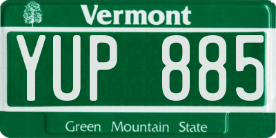 VT license plate YUP885