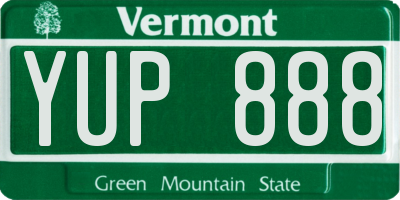 VT license plate YUP888