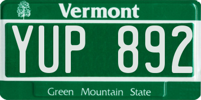 VT license plate YUP892