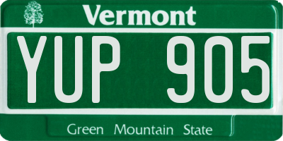 VT license plate YUP905