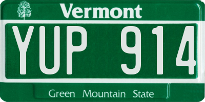 VT license plate YUP914