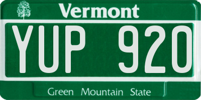VT license plate YUP920