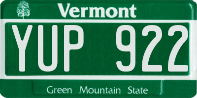 VT license plate YUP922