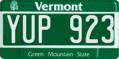 VT license plate YUP923