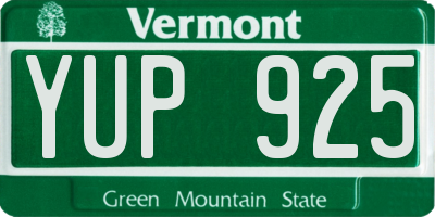 VT license plate YUP925