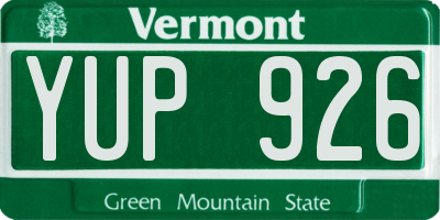 VT license plate YUP926