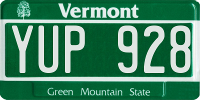 VT license plate YUP928