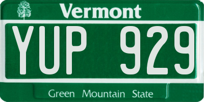 VT license plate YUP929