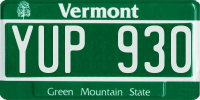 VT license plate YUP930