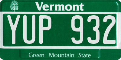 VT license plate YUP932