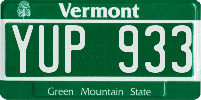 VT license plate YUP933