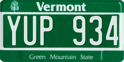 VT license plate YUP934