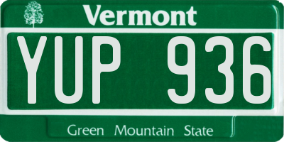VT license plate YUP936