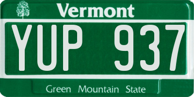 VT license plate YUP937