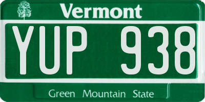 VT license plate YUP938