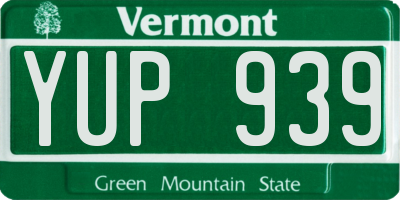 VT license plate YUP939