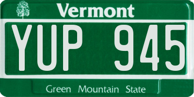 VT license plate YUP945