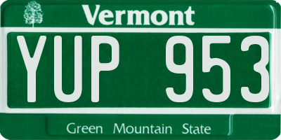 VT license plate YUP953