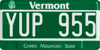 VT license plate YUP955