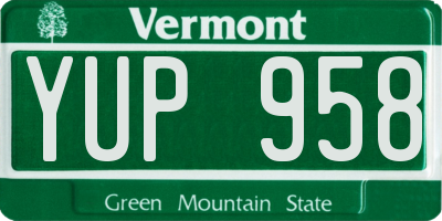 VT license plate YUP958