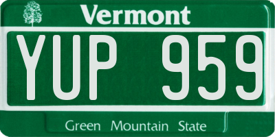 VT license plate YUP959