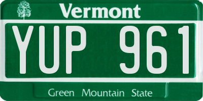 VT license plate YUP961
