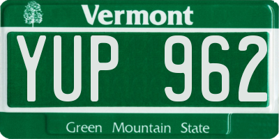 VT license plate YUP962