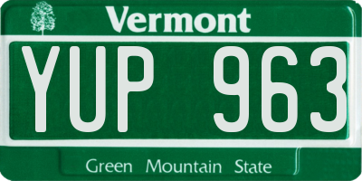 VT license plate YUP963