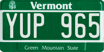 VT license plate YUP965