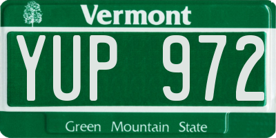 VT license plate YUP972