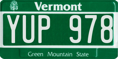VT license plate YUP978