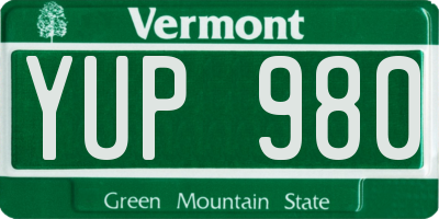 VT license plate YUP980