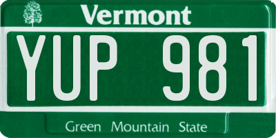 VT license plate YUP981