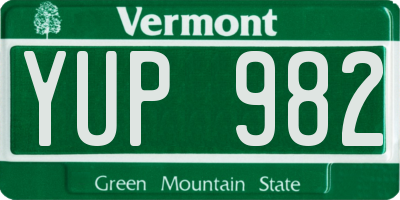 VT license plate YUP982