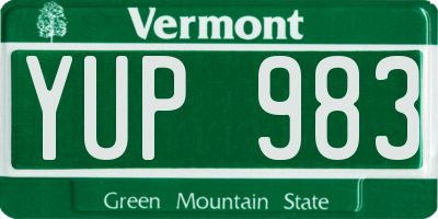 VT license plate YUP983