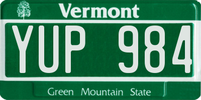 VT license plate YUP984