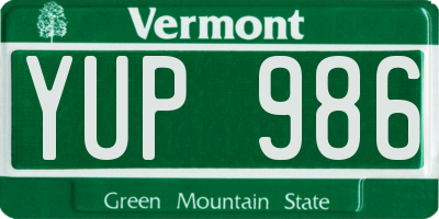 VT license plate YUP986