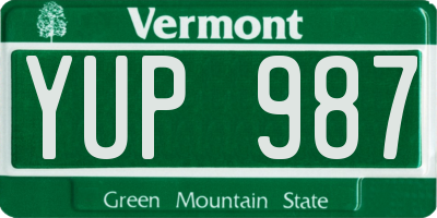 VT license plate YUP987