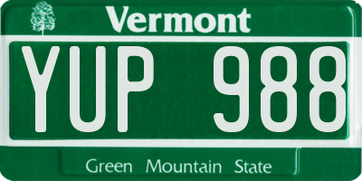 VT license plate YUP988