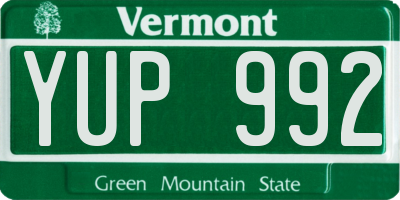 VT license plate YUP992