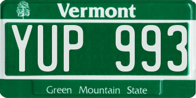 VT license plate YUP993