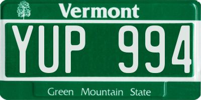 VT license plate YUP994