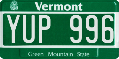 VT license plate YUP996