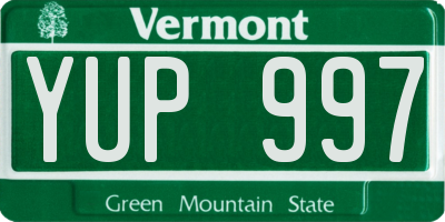 VT license plate YUP997